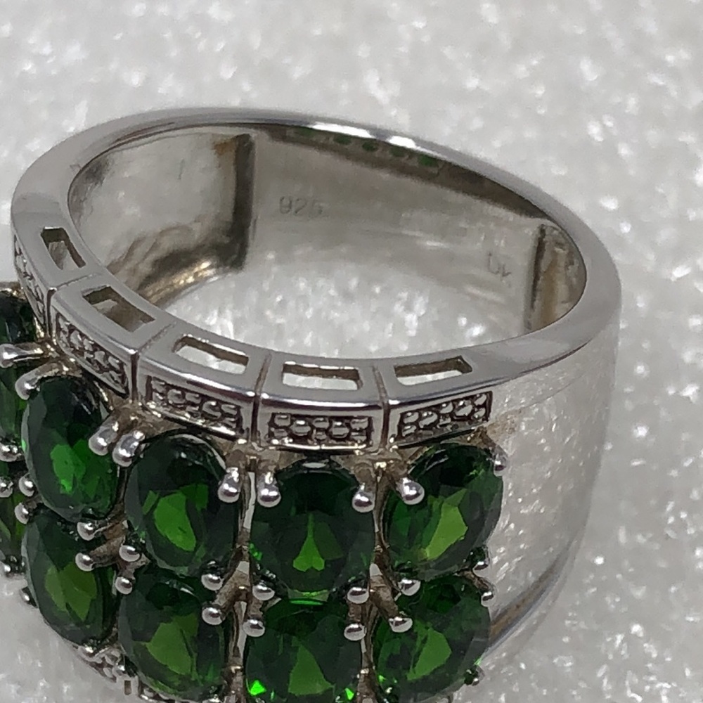 Russian Green Chrome Diopside Sterling Silver Ring Size 7.25 - Picture 8 of 12